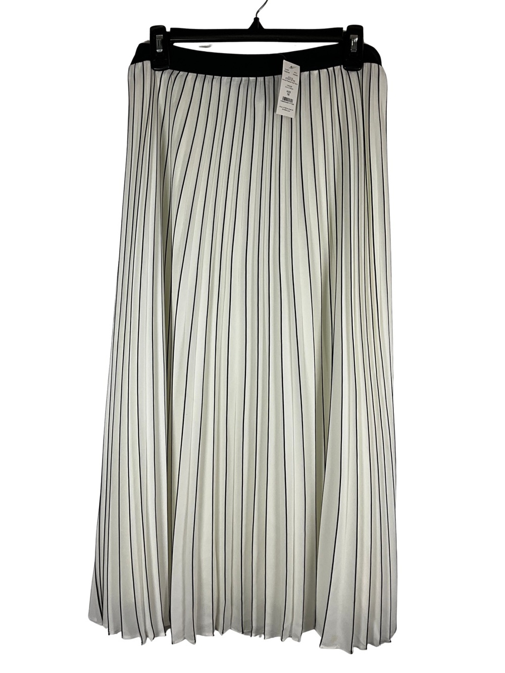 WHBM Skirt Size M Black & White Vertical-Stripe Pleated Maxi Skirt